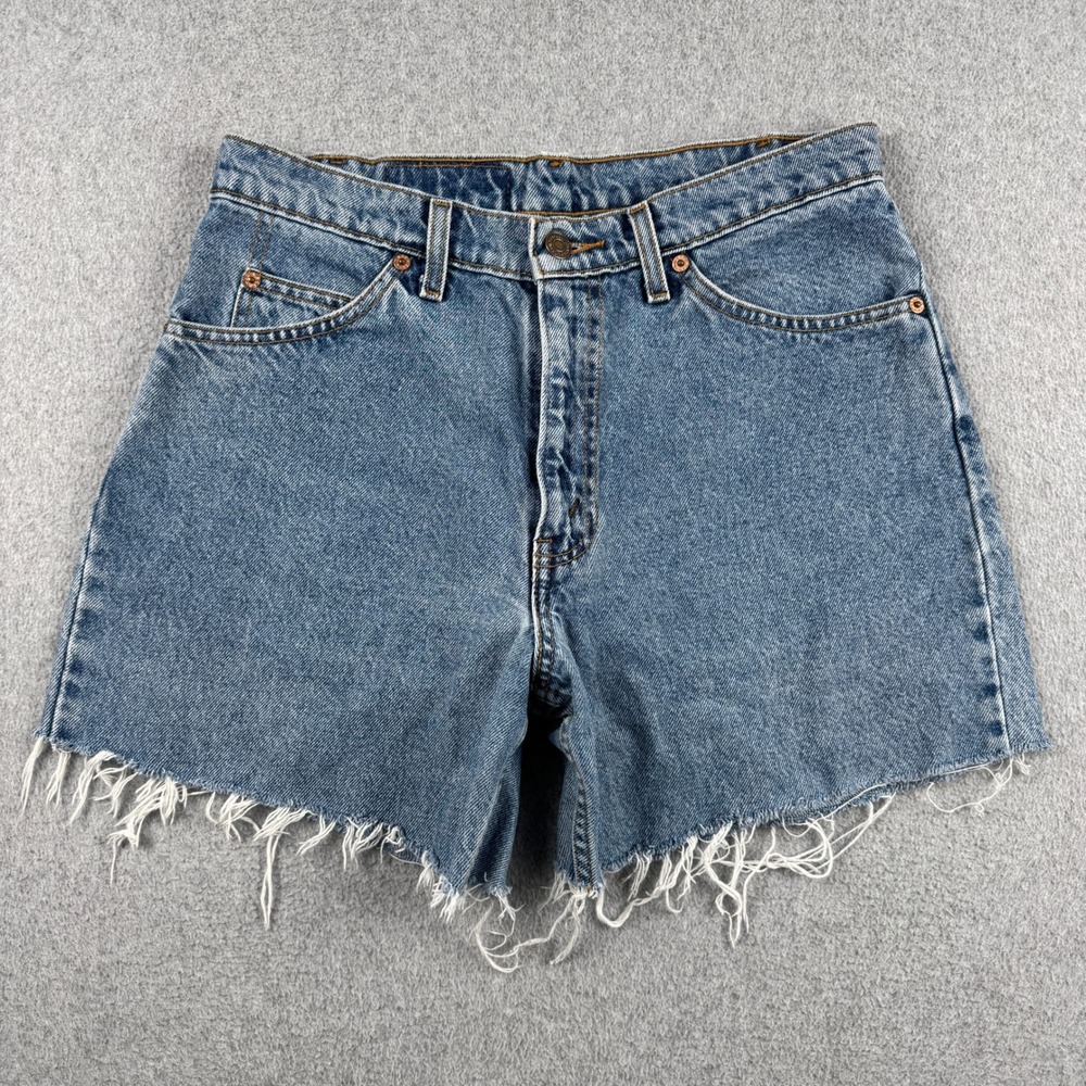 Vintage 90s Levis Shorts Womens 31 560 Blue Cut Off Orange Tab Short Shorts